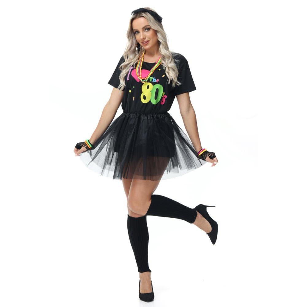 Buy80s Costumes Printed T - shirt Gauze Skirt Suit Halloween For Female Now Cheaper With 3 - 5 Days Ship - PajamasBuy