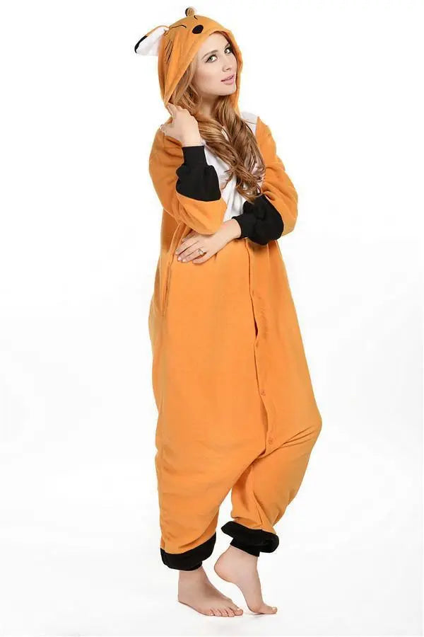 Adult Animal Orange Fox Kigurumi Onesie Pajamas Costumes - Pajamasbuy