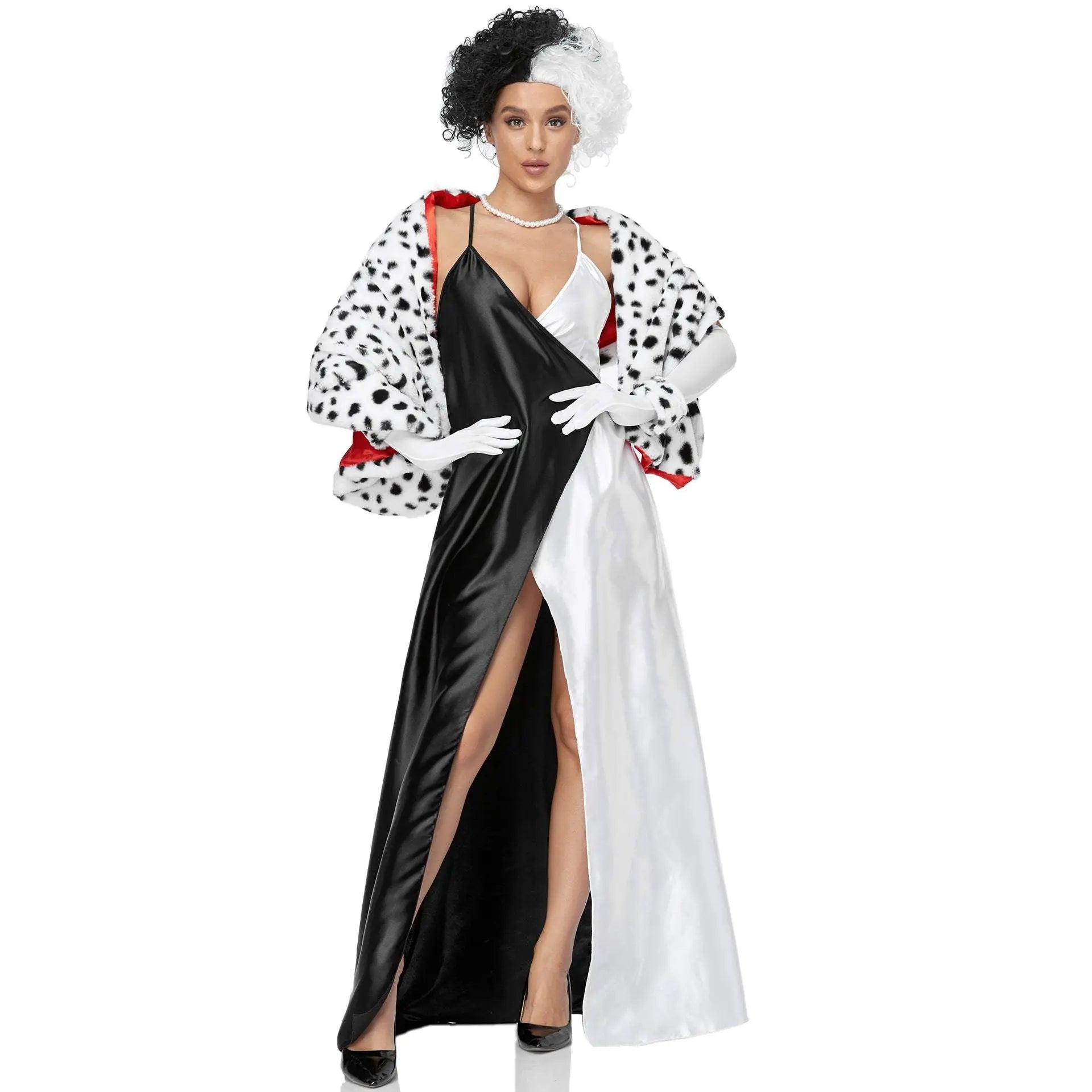 Adult Cruella Duster Costume Dress Uniform Halloween Women - Pajamasbuy