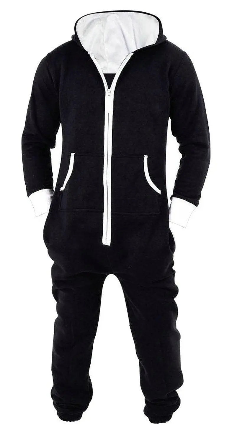 Adults Men Jumpsuit Zipper Hoodie Tracksuit Onesie Pajamas - Pajamasbuy