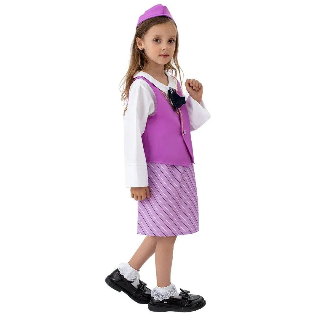 Airline Stewardess Cosplay Costume Flight Attendant Costume For Kids - Pajamasbuy