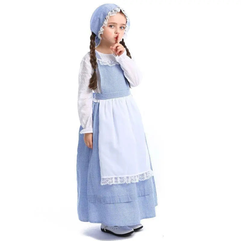 Alice Lolita Maid for kids Blue Farm Florist girl dress kids Maid Cosplay Costume - Pajamasbuy