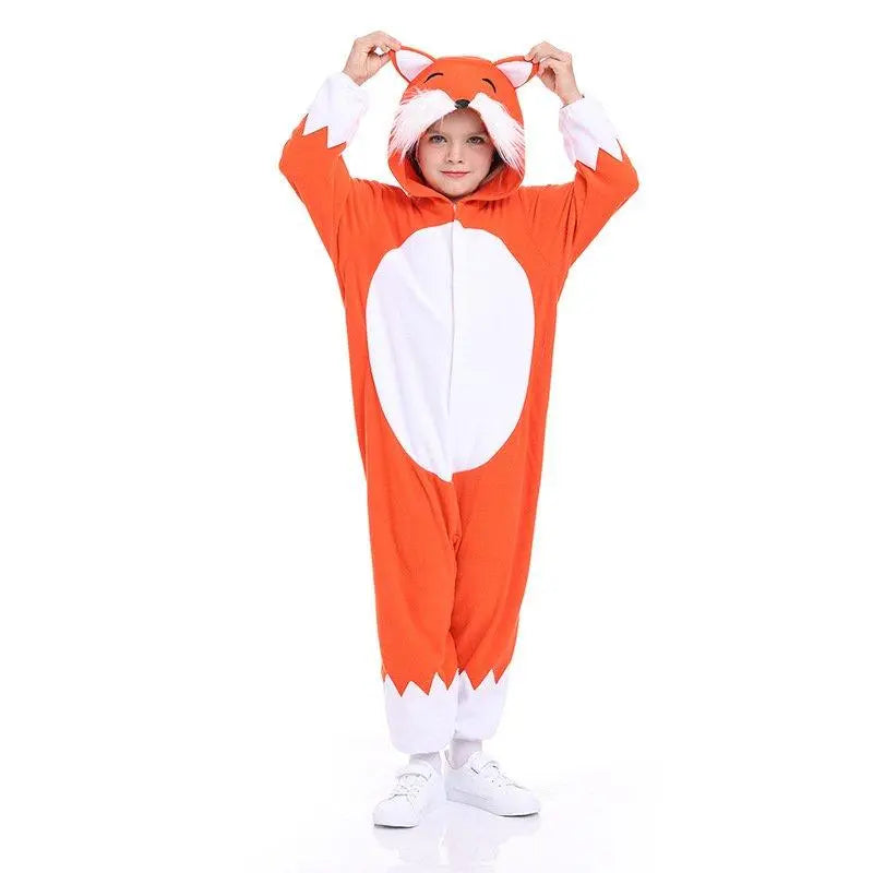 Animal Fox Kigurumi Onesies Pajamas Hooded Jumpsuit Costume For Kids - Pajamasbuy