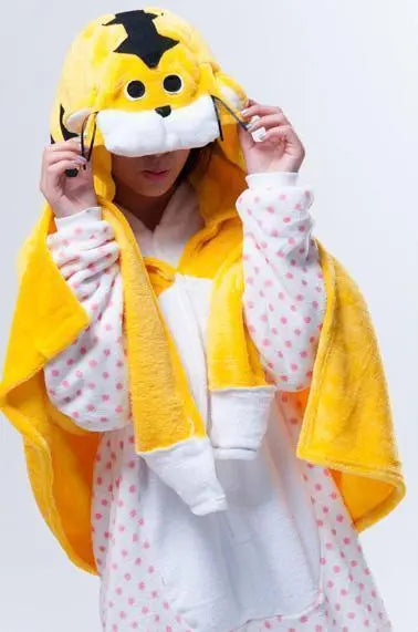 Animal Kigurumi Yellow Tiger Cosplay Costume Cloak Shawl - Pajamasbuy