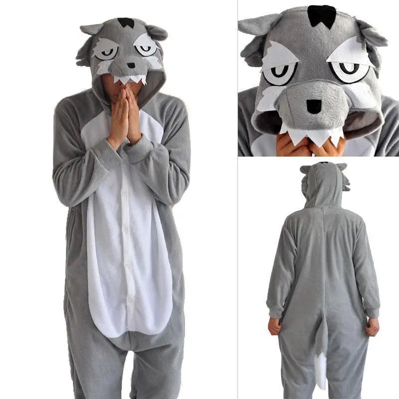 Animal Unisex Wolf Onesies Hoodie Kigurumi Costume Pajamas - Pajamasbuy