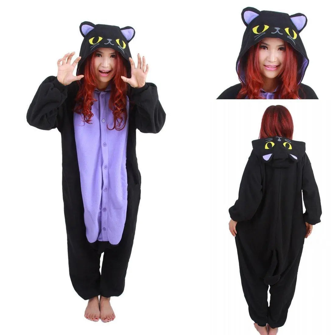 Black Kitty Cat Kigurumi Animal Onesies Costumes Pajamas - Pajamasbuy