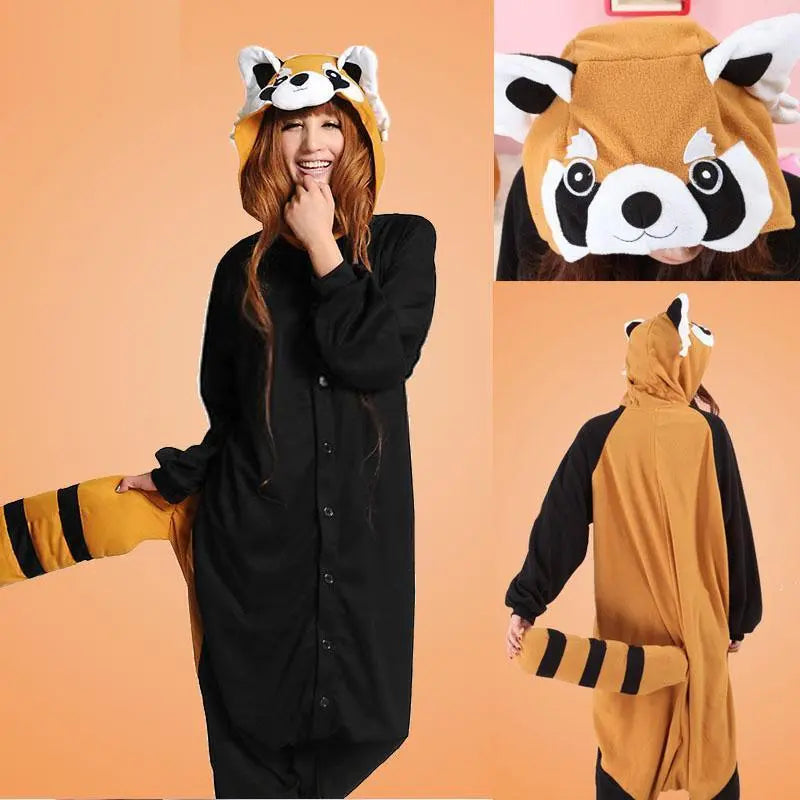 Black Racoon Onesies Hoodie Kigurumi Costume Pajamas - Pajamasbuy