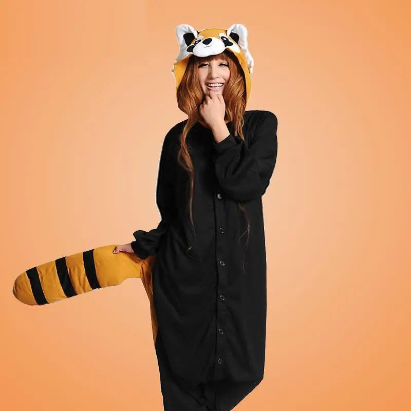 Black Racoon Onesies Hoodie Kigurumi Costume Pajamas - Pajamasbuy