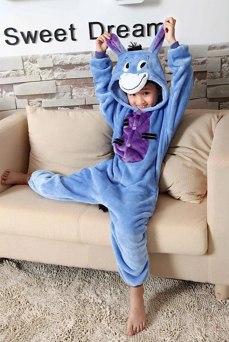 Blue Eeyore Donkey Kid Kigurumi Onesies Pajamas gift Costume - Pajamasbuy