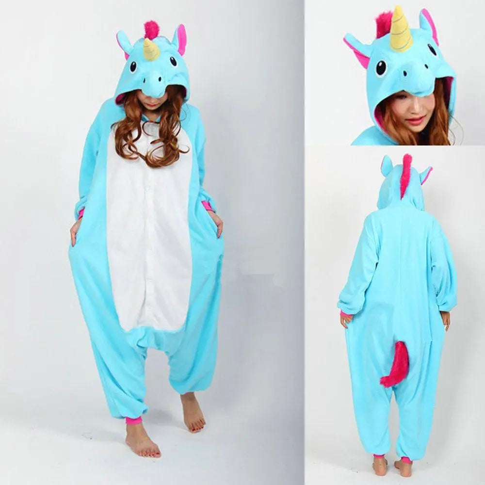 Blue Unicorn Onesies Pajama Kigurumi Costume Long Sleeves - Pajamasbuy