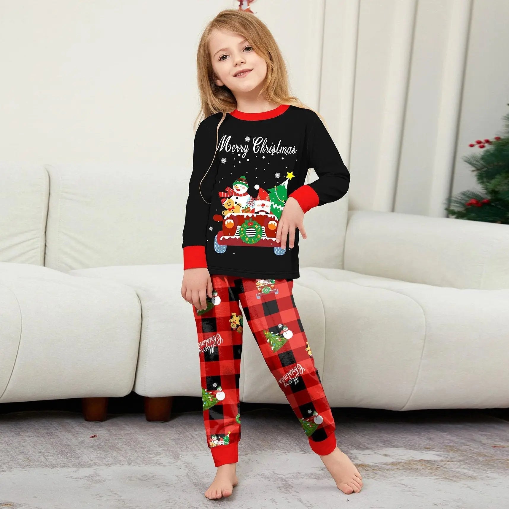 Car Snowman Print Christmas Family Matching Pajamas Party Sets - Pajamasbuy