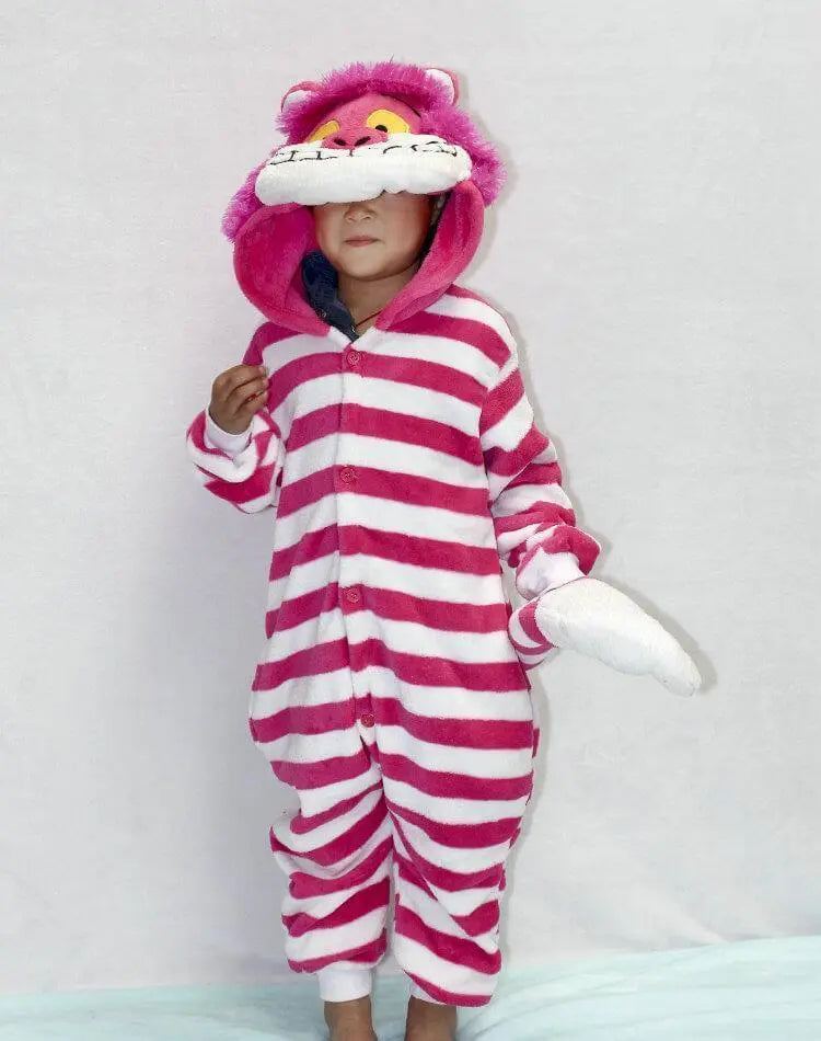 Cheshire Cat Kids Onesies Hoodie Pajamas Kigurumi Costume - Pajamasbuy