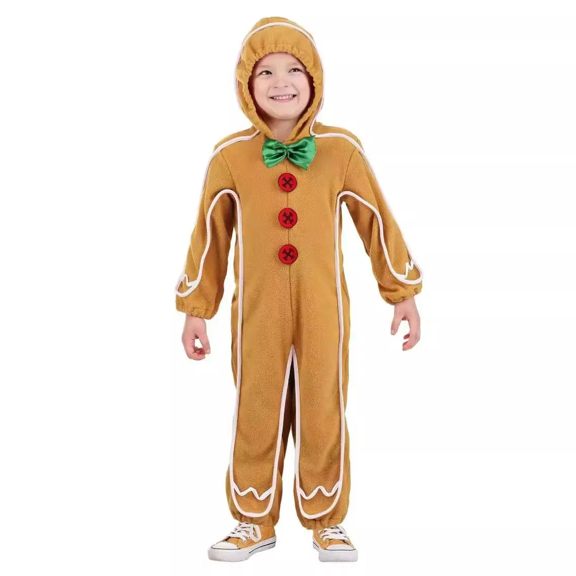 Children's Christmas Gingerbread Man Cosplay Costume One-Piece Pajamas - PajmasBuy