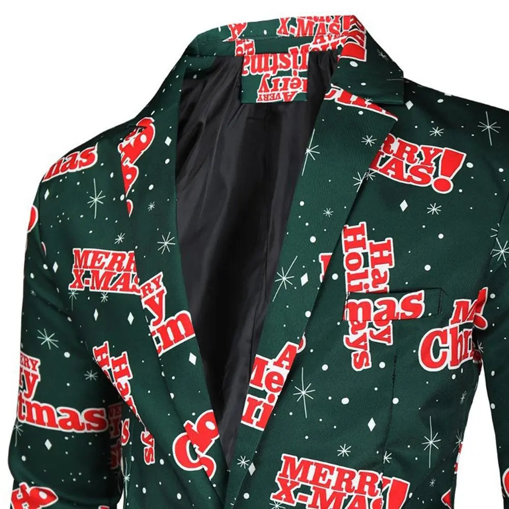 Christmas Black men's Blazer suits Santa 3D print Jackets - Pajamasbuy