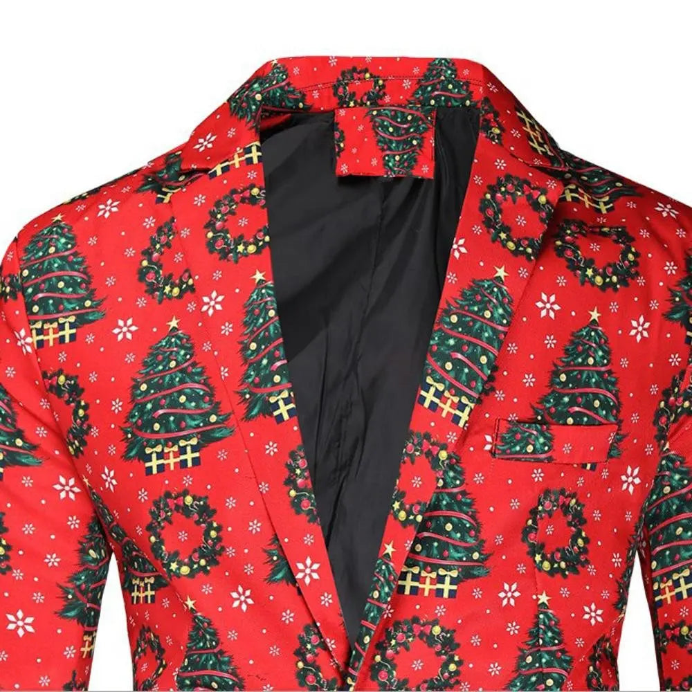 Christmas Black men's Blazer suits Santa 3D print Jackets - Pajamasbuy