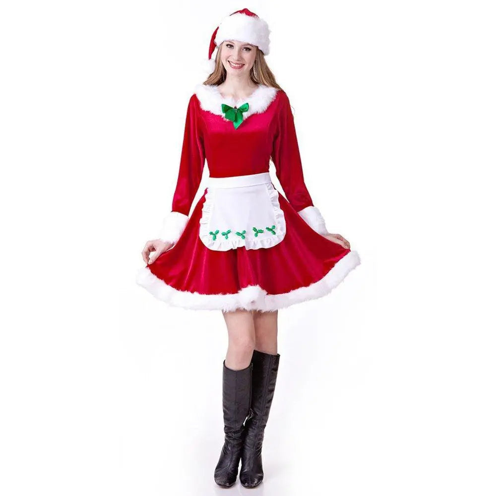 Christmas Costumes Red Princess Dress with Long Sleeves - Pajamasbuy