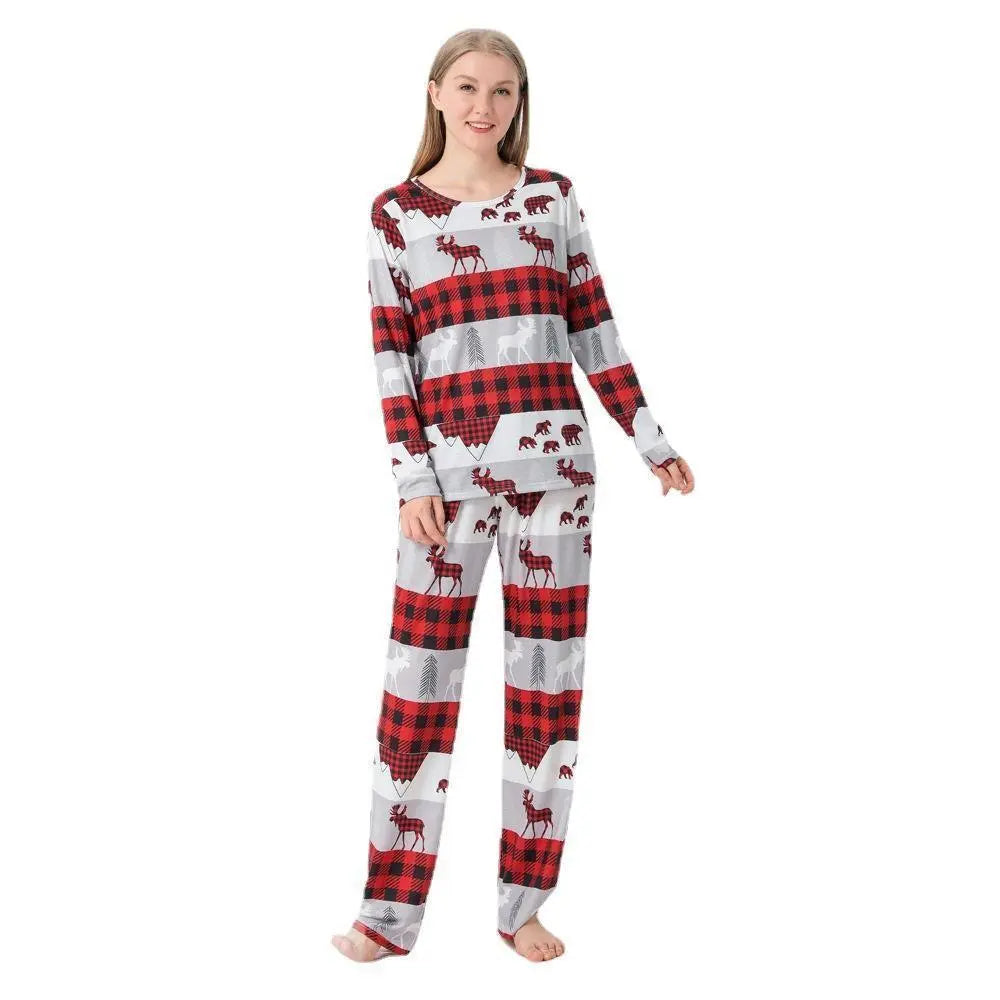 Christmas Family Matching Pajamas Elk Print Plaid Sleepwear Set Dog Pajamas - Pajamasbuy