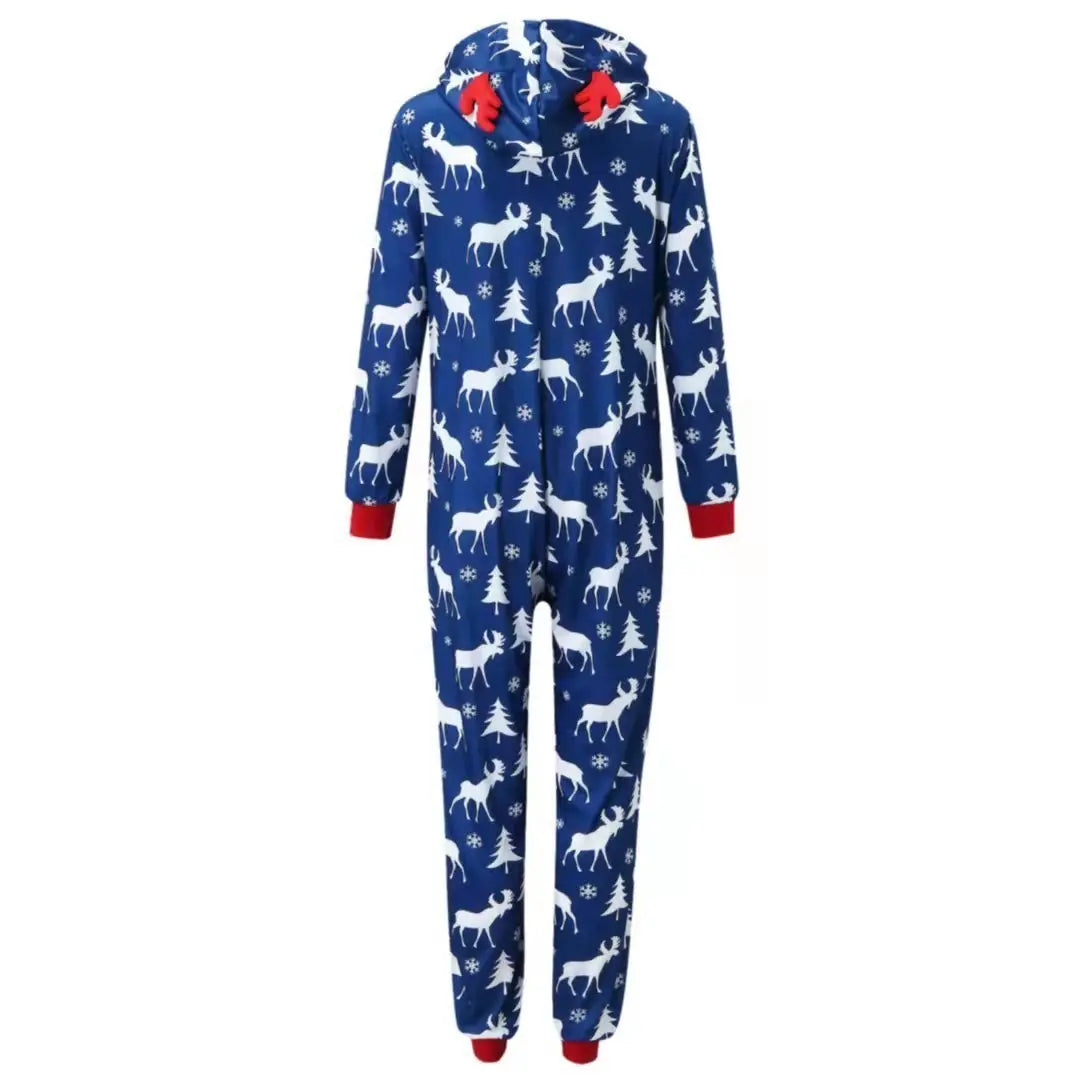 Christmas Family Matching Pajamas Reindeer Print Hooded Jumpsuit Sleepwear Set - Pajamasbuy