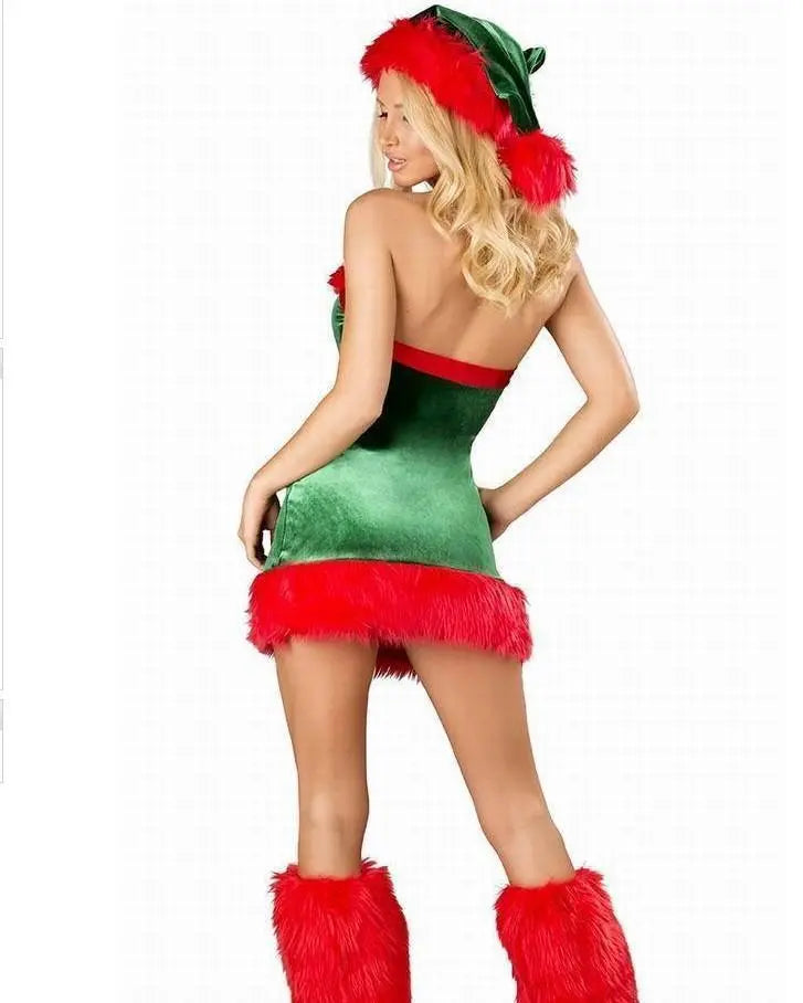 Christmas Sexy Green Tree Suit Santa Claus Costumes Adults Uniform - Pajamasbuy