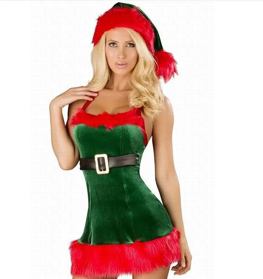 Christmas Sexy Green Tree Suit Santa Claus Costumes Adults Uniform - Pajamasbuy