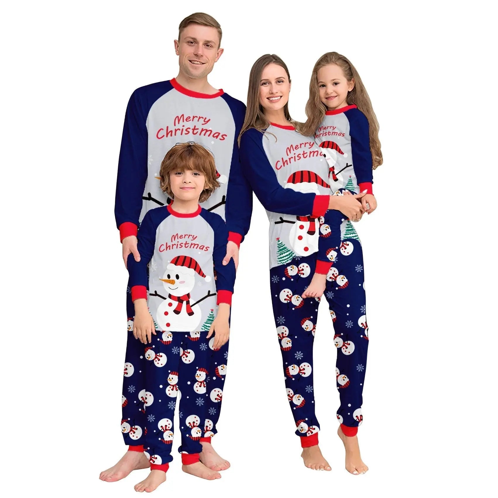 Christmas White Snowman Print Family Matching Pajamas Party Sets - Pajamasbuy