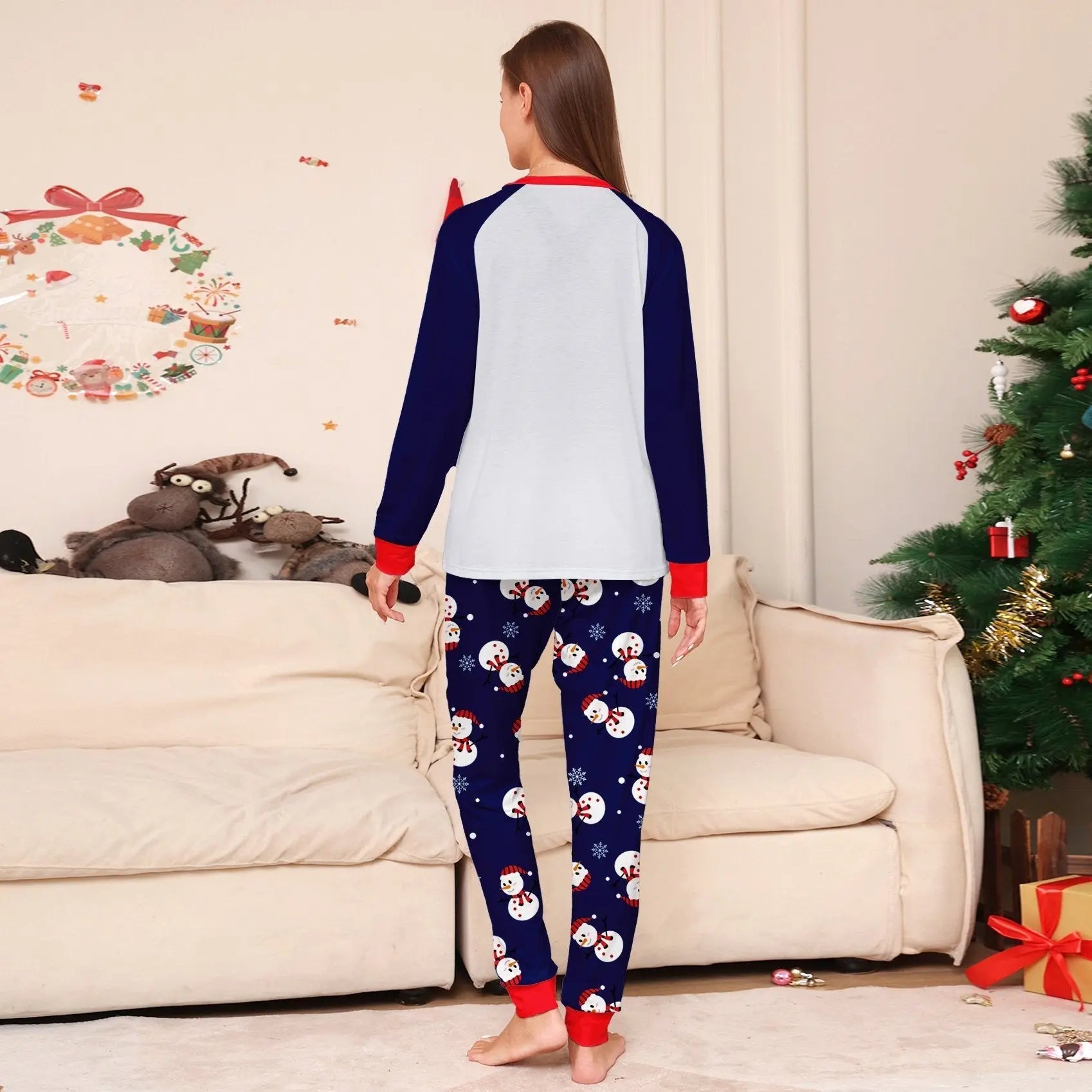 Christmas White Snowman Print Family Matching Pajamas Party Sets - Pajamasbuy