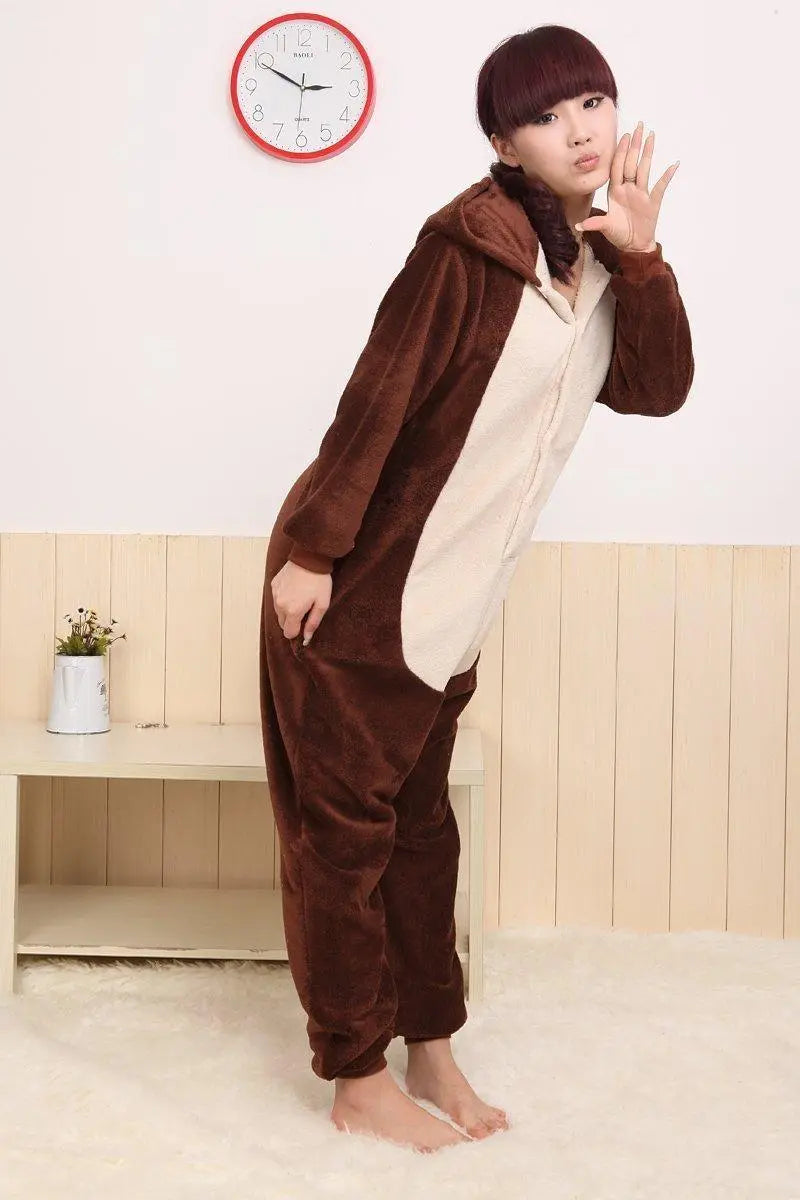 Coffee Squirrel Animal Onesie Hoodie Kigurumi Costume Pajamas - Pajamasbuy