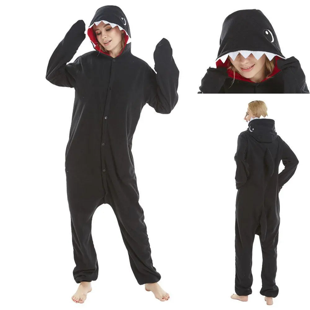 Dark Shark Animal Kigurumi Onesies Pajamas For Adult - Pajamasbuy