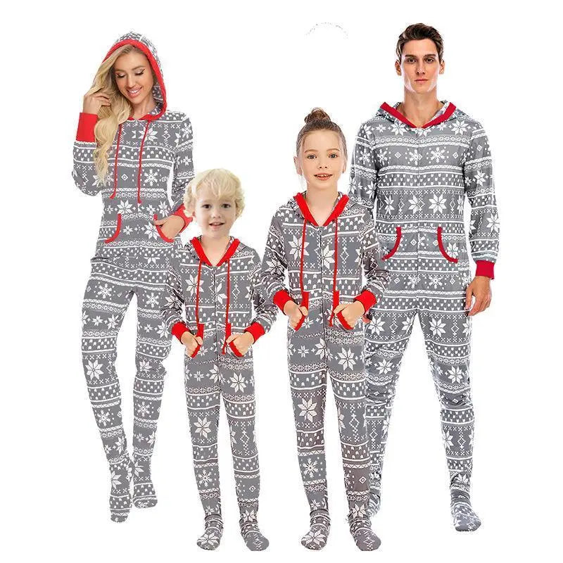 Elk Christmas Printed Onesies Family Matching Pajamas Set Sleepwear Even socks - Pajamasbuy