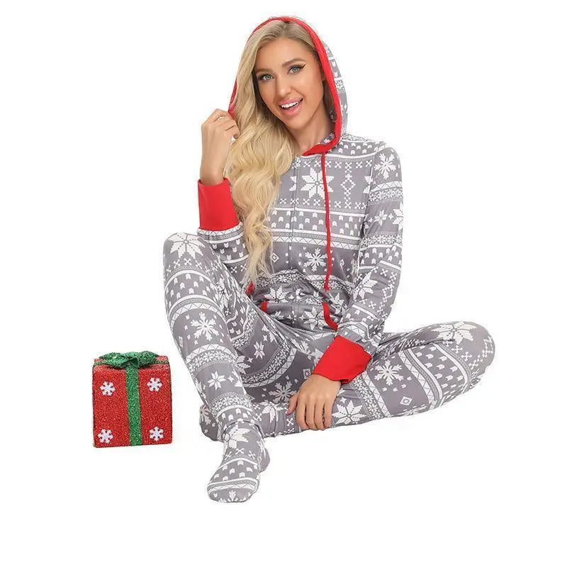 Elk Christmas Printed Onesies Family Matching Pajamas Set Sleepwear Even socks - Pajamasbuy