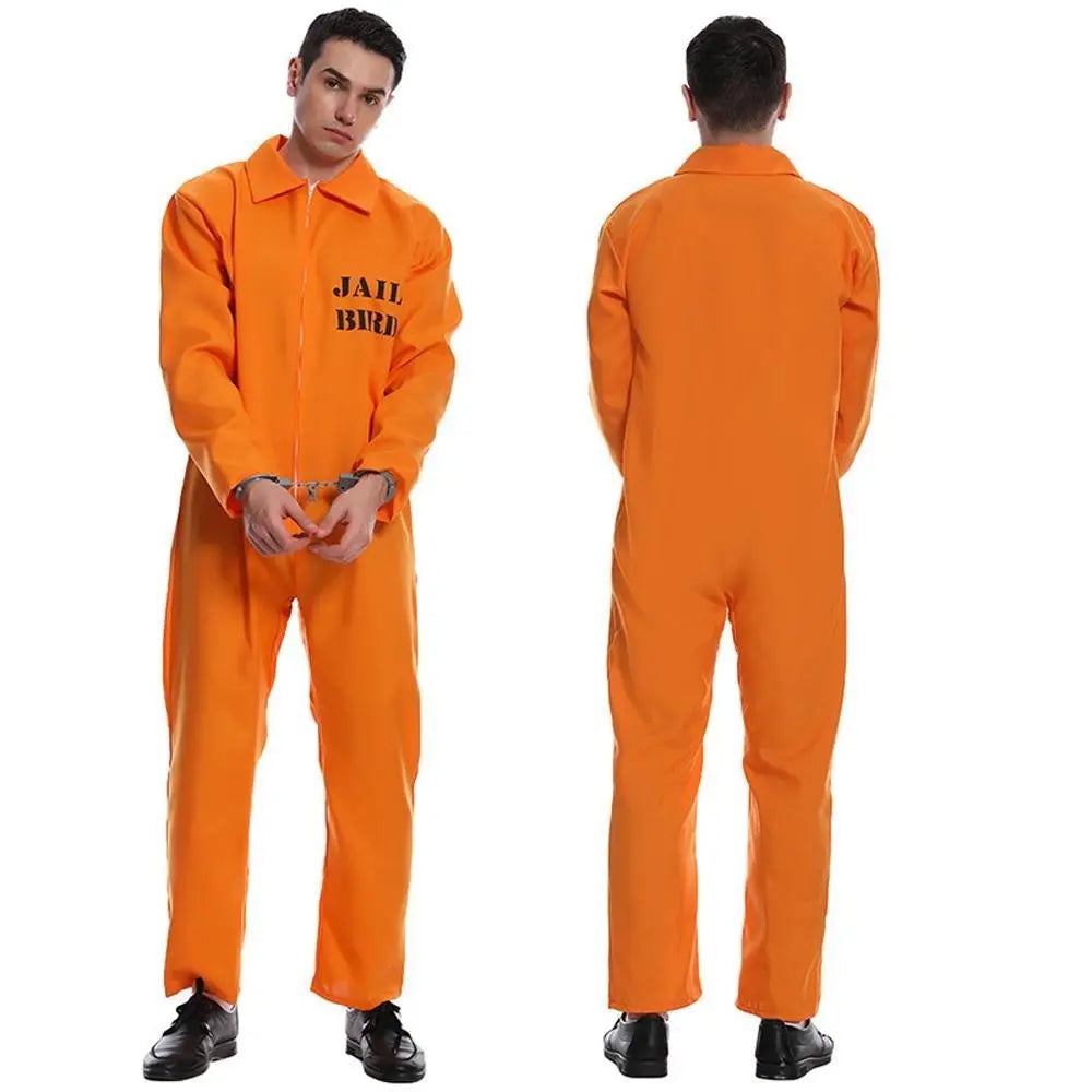 Escaped Prisoner Costume Cosplay Party Jumpsuit Uniform Suit Halloween For Men Women - Pajamasbuy