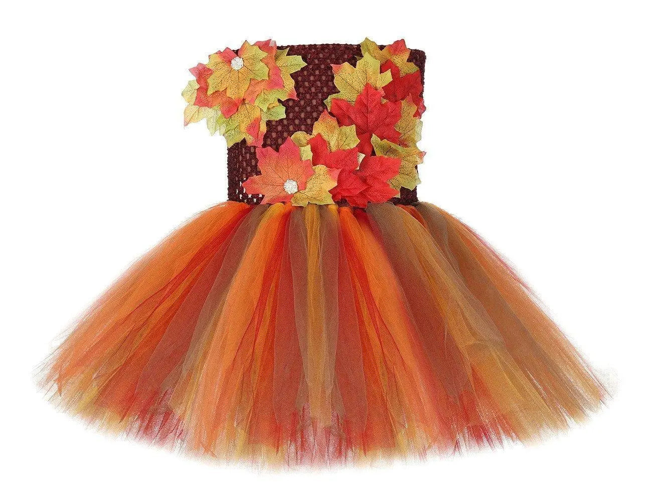 Fall Thanksgiving Tutu Dress Girl Maple Leaf Skirt with Hair Strap - Pajamasbuy