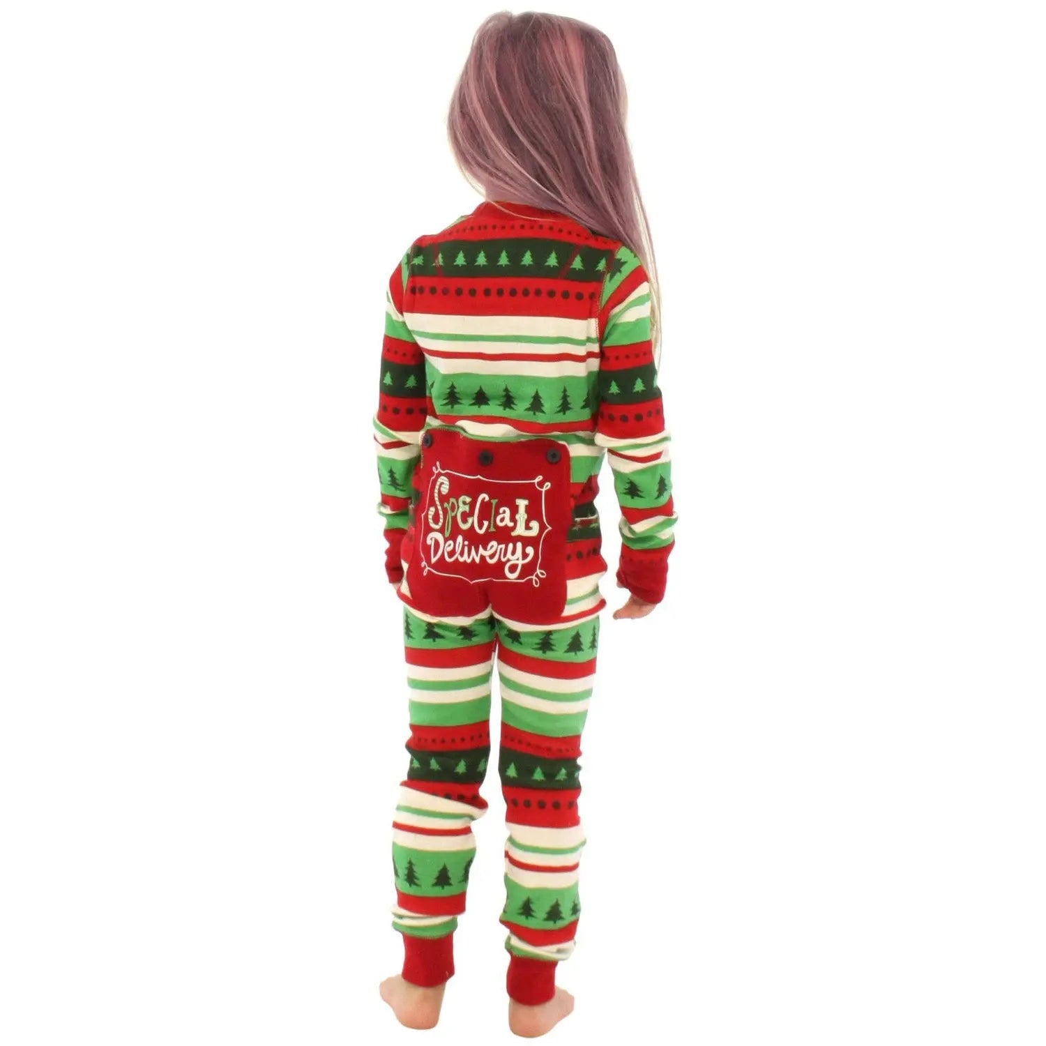 Family Christmas Matching Pajamas Jumpsuit with Fun Patch On Butt for Adults Kids and Babies| Pajamasbuy