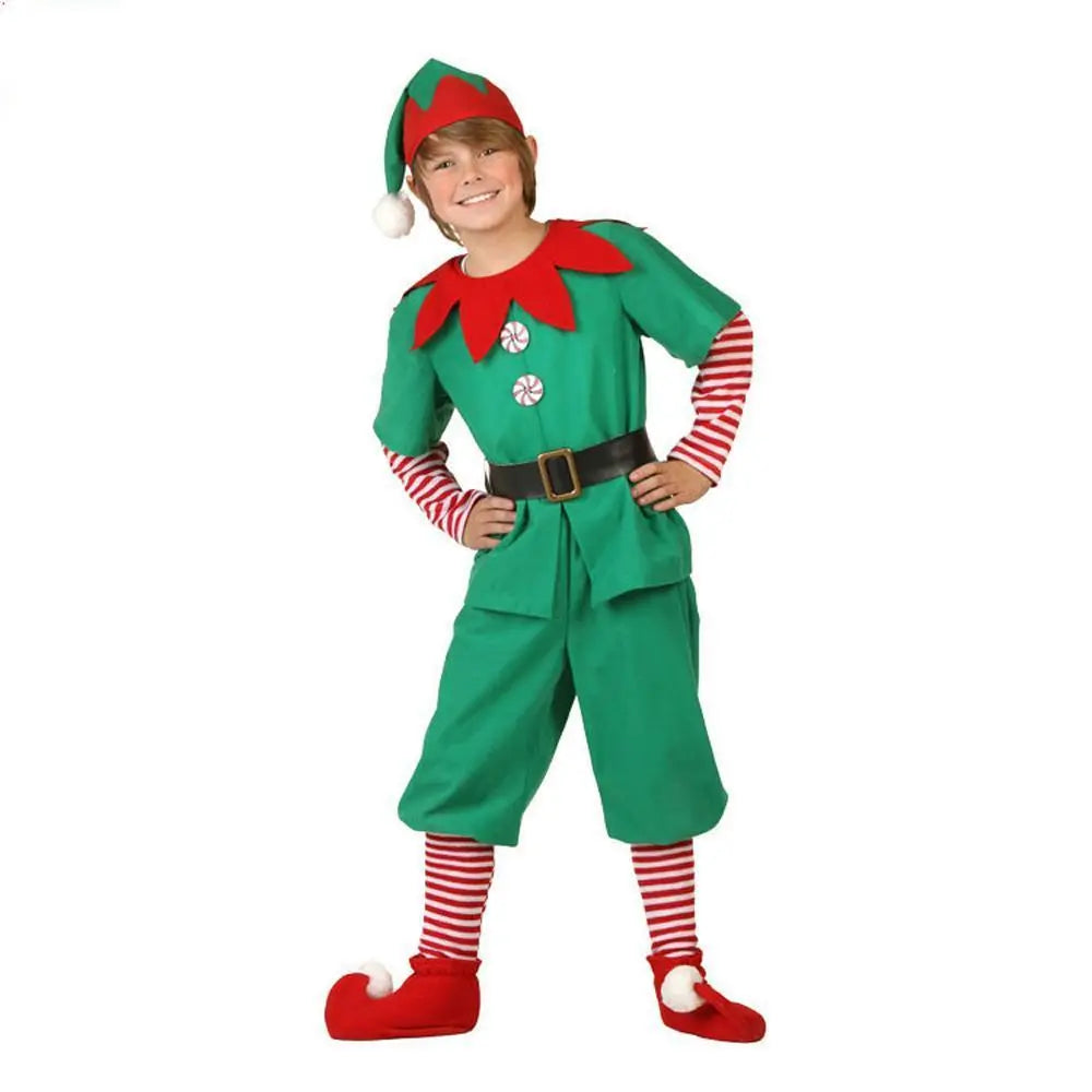 Family Matching Costume Christmas Suit Green Elf Santa Claus Outfits - Pajamasbuy