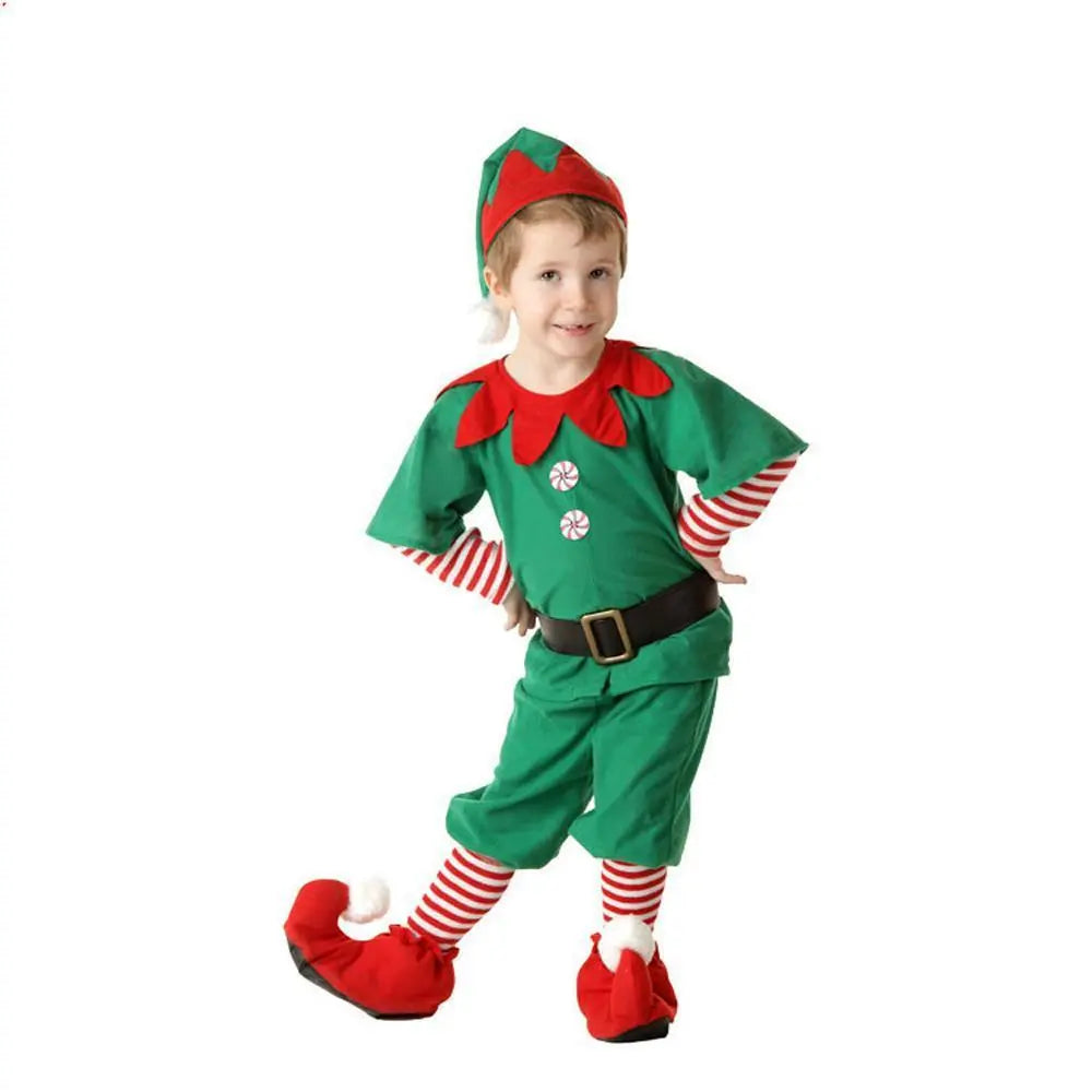 Family Matching Costume Christmas Suit Green Elf Santa Claus Outfits - Pajamasbuy