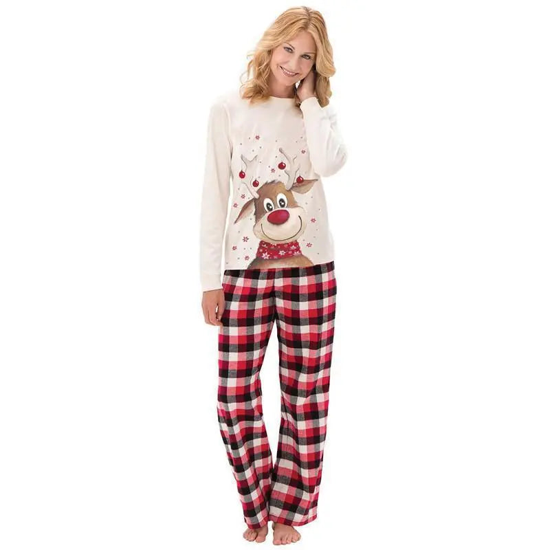 Family Matching Senta Elk Printed Long Sleeve Christmas Pajamas Set - Pajamasbuy