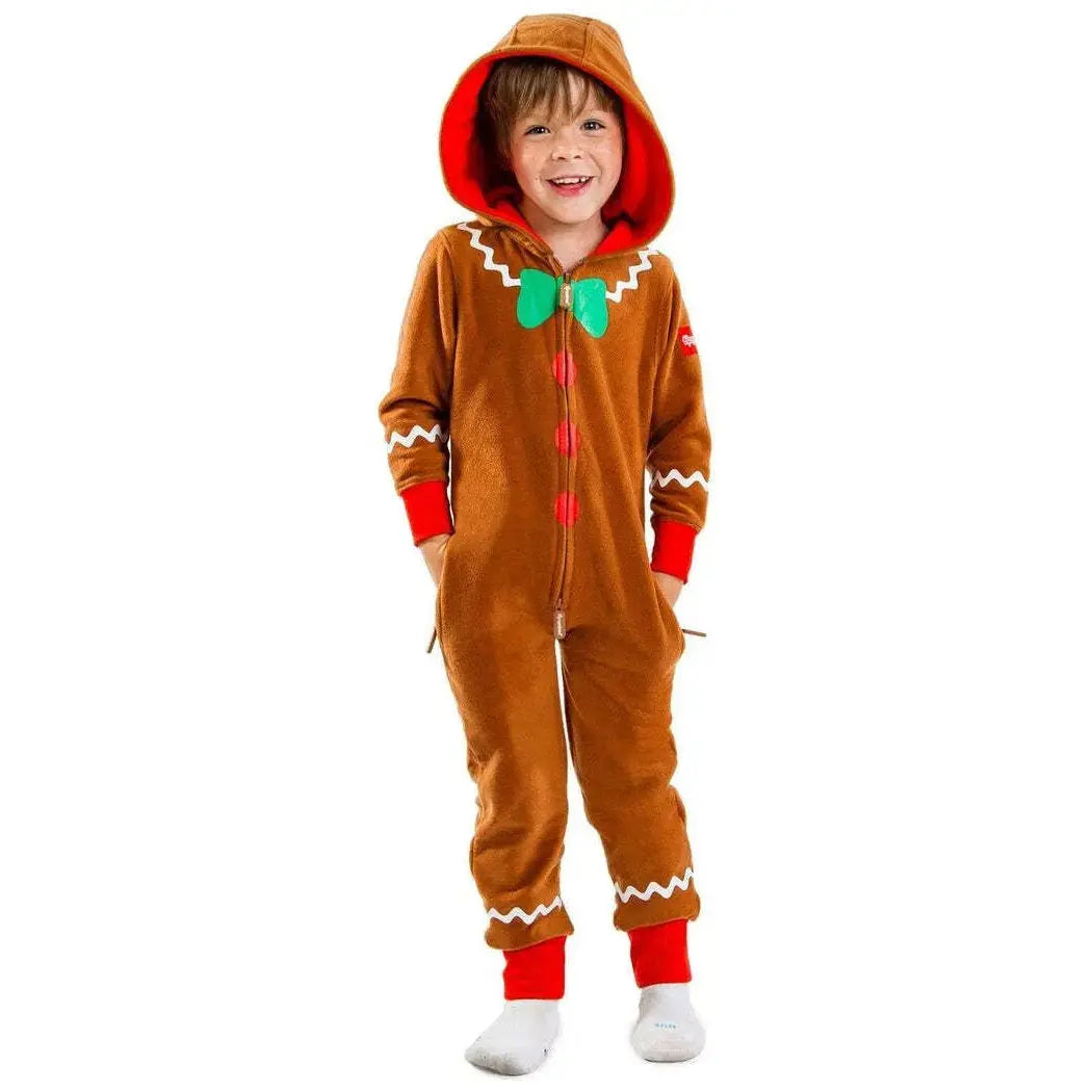 Gingerbread Christmas Family Matching Hooded Velvet Pajamas Jumpsuit Adults Kids|?PajmasBuy