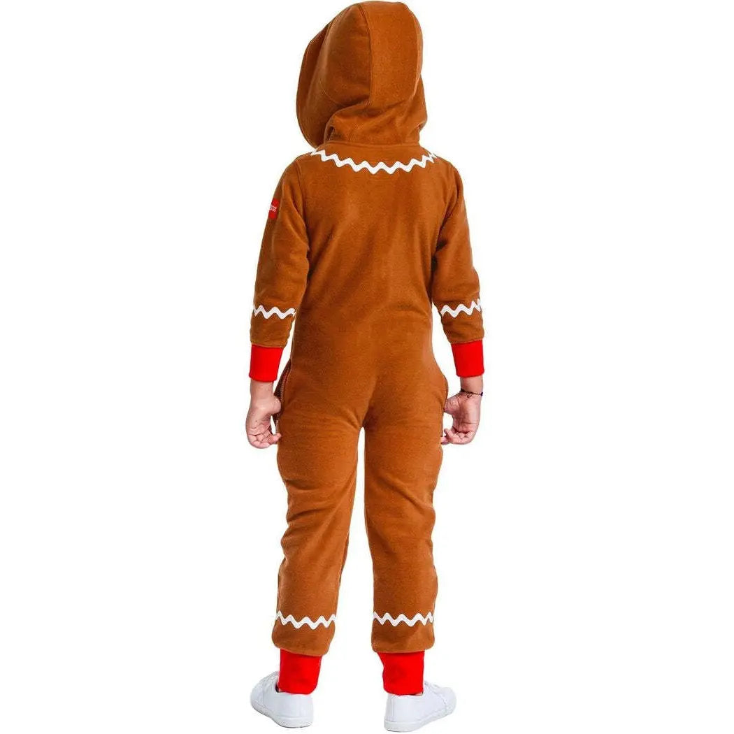 Gingerbread Christmas Family Matching Hooded Velvet Pajamas Jumpsuit Adults Kids| PajmasBuy