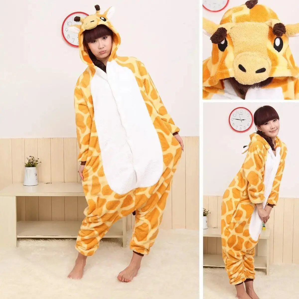 Giraffe Onesie Hoodie Pajamas Fleece Animal Costume Kigurumi - Pajamasbuy