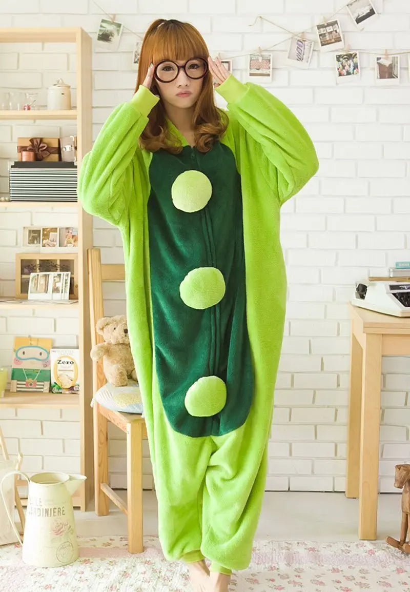 Green Sweet Pea Onesies Hoodie Costume Kigurumi Pajamas - Pajamasbuy