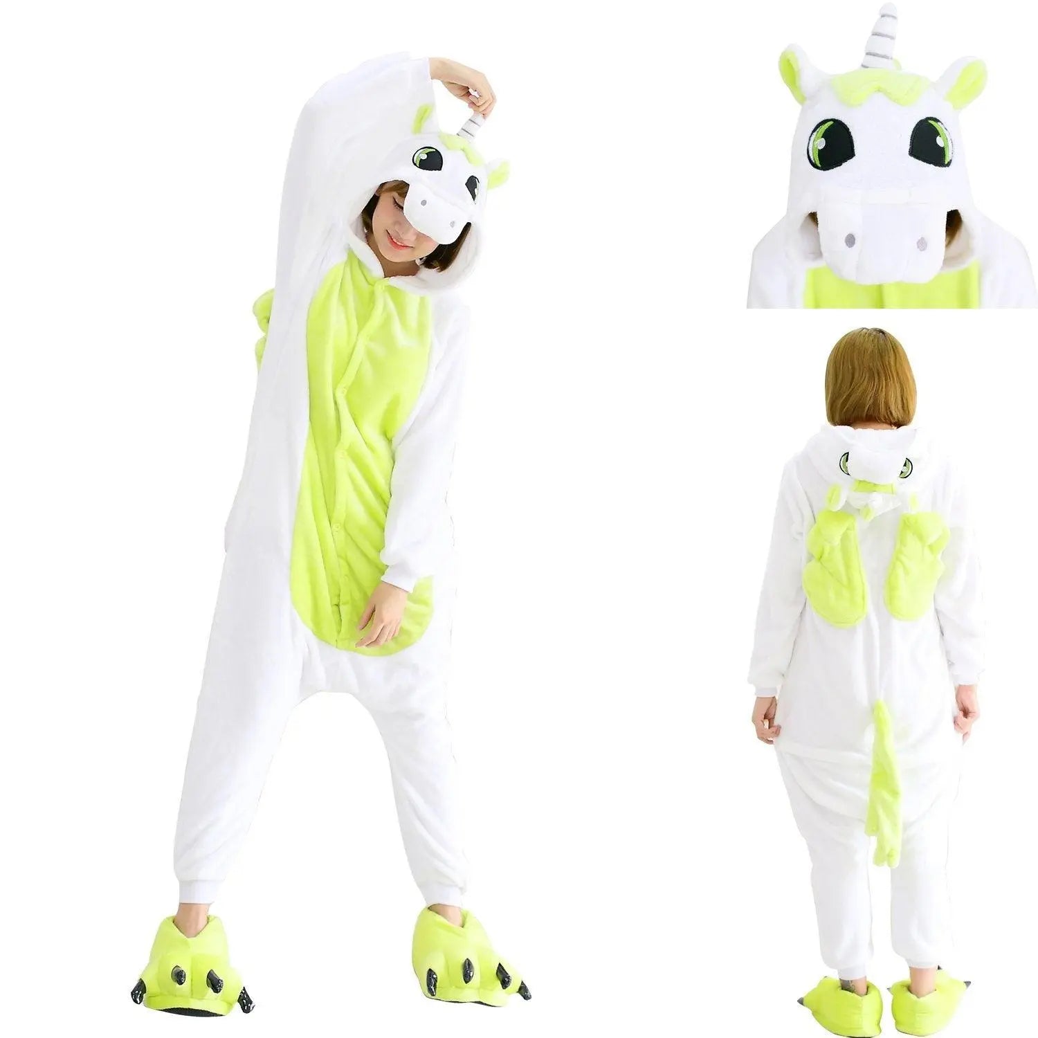 Green Unicorn Pegasus Kigurumi Adult Onesies Costume Pajamas - Pajamasbuy