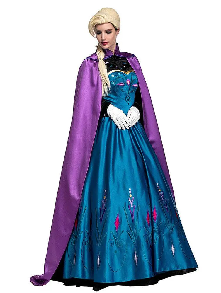 Halloween Adult Snow Queen Anna Cosplay Costume Dress - Pajamasbuy