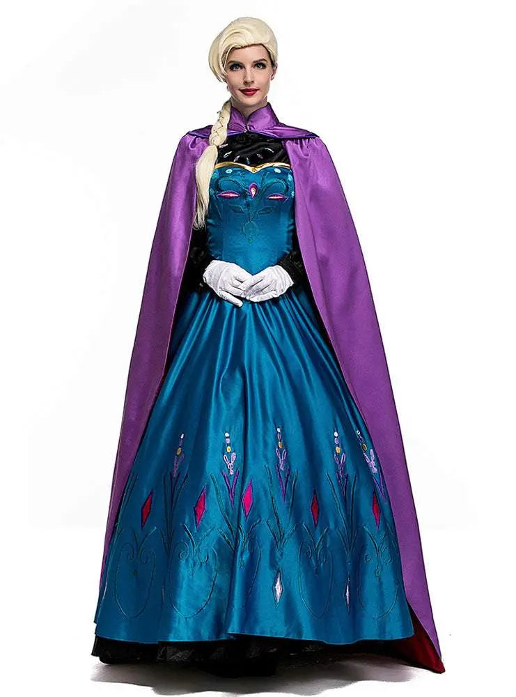 Halloween Adult Snow Queen Anna Cosplay Costume Dress - Pajamasbuy