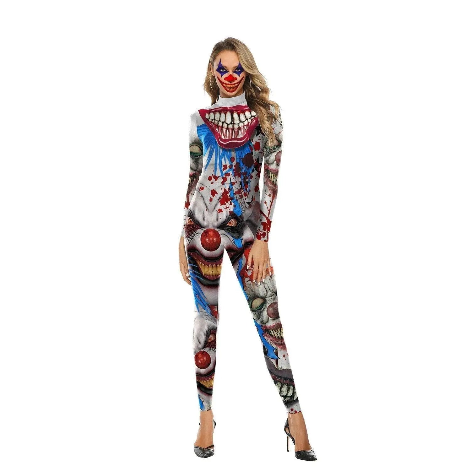 Halloween Adult Street Show Clown Cosplay Costume Polyester Bodysuit - Pajamasbuy