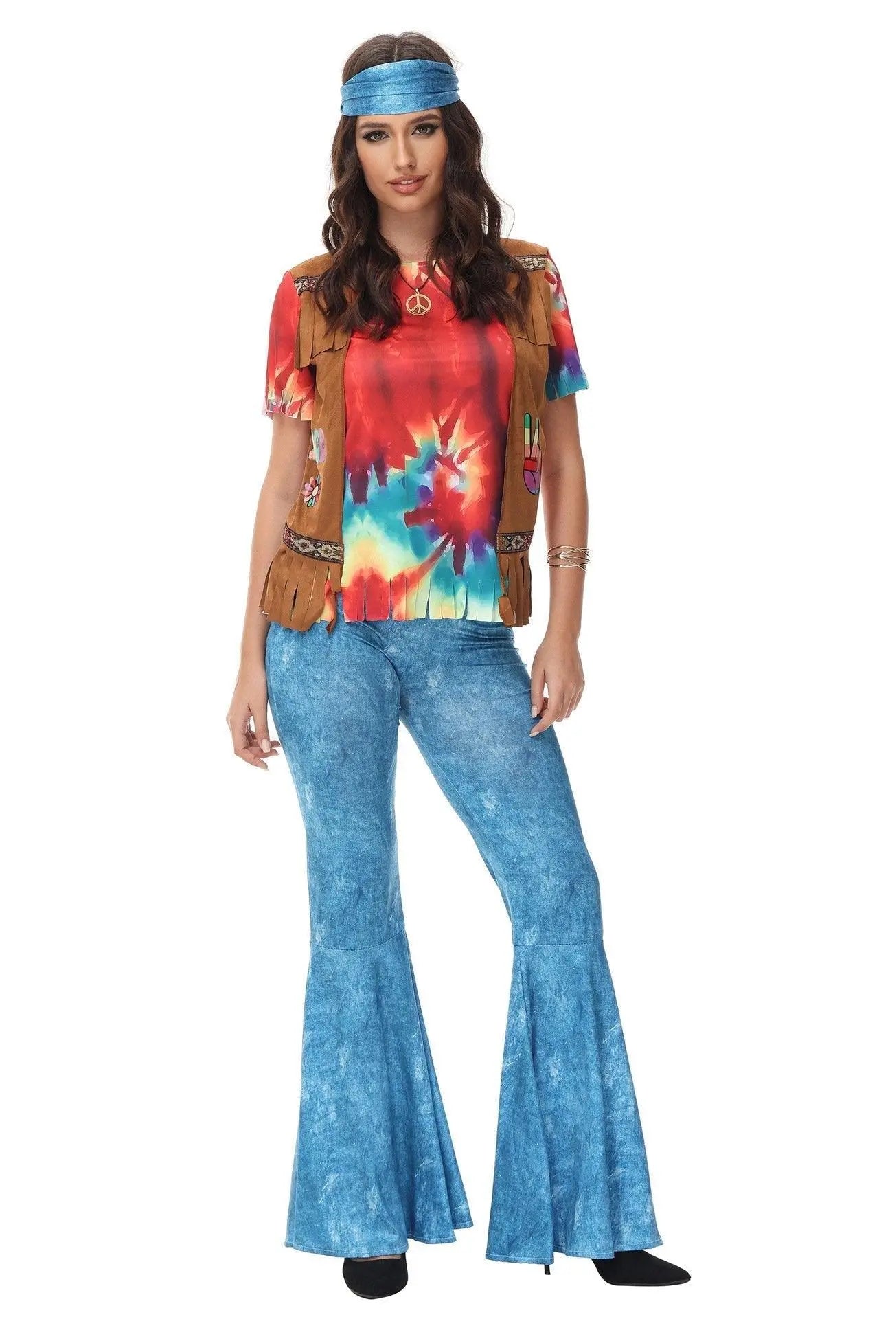 Halloween cosplay Adult retro 70s disco Hippie Fancy Dress Costume - Pajamasbuy