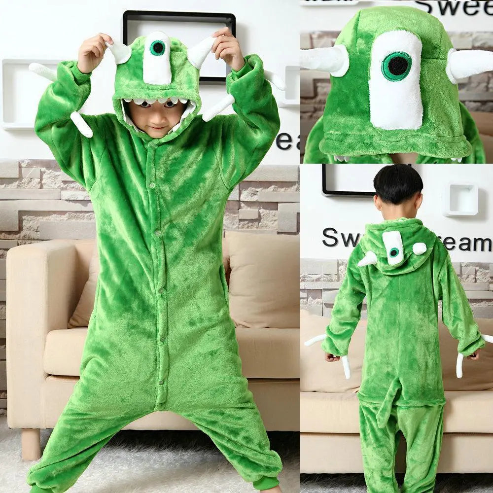 Kid Monster Inc Mike Wazowski Kigurumi Pajamas costume Onesie - Pajamasbuy