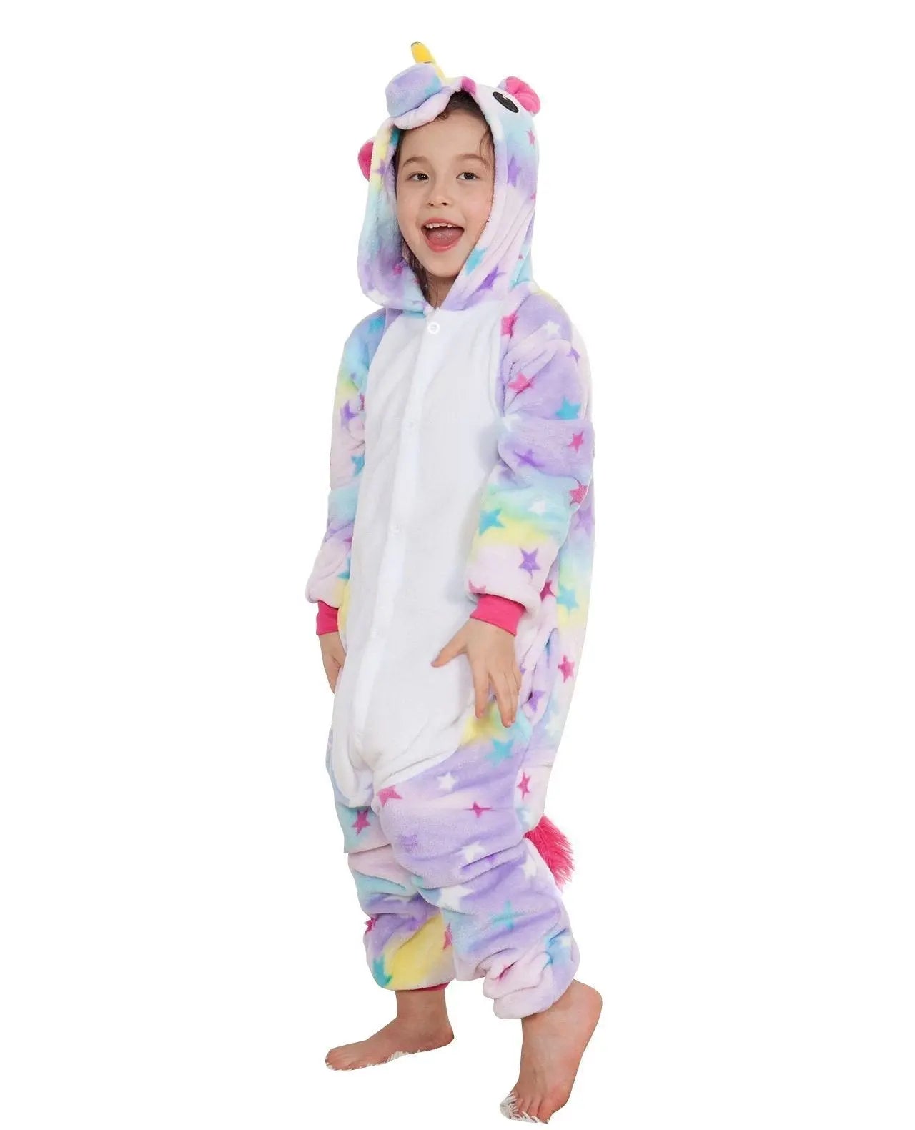 Kids Dreaming Star Print Unicorn Kigurumi Onesies Pajamas - Pajamasbuy