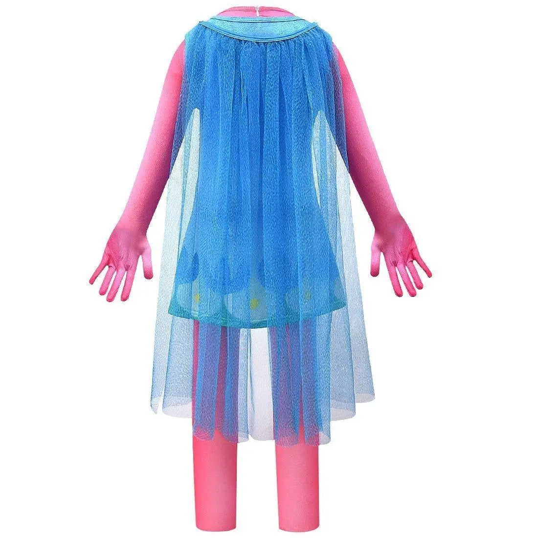 Kids Girl Trolls 2 World Tour Poppy Costume Cosplay ZenTai Short Sleeve Cape Dress - Pajamasbuy