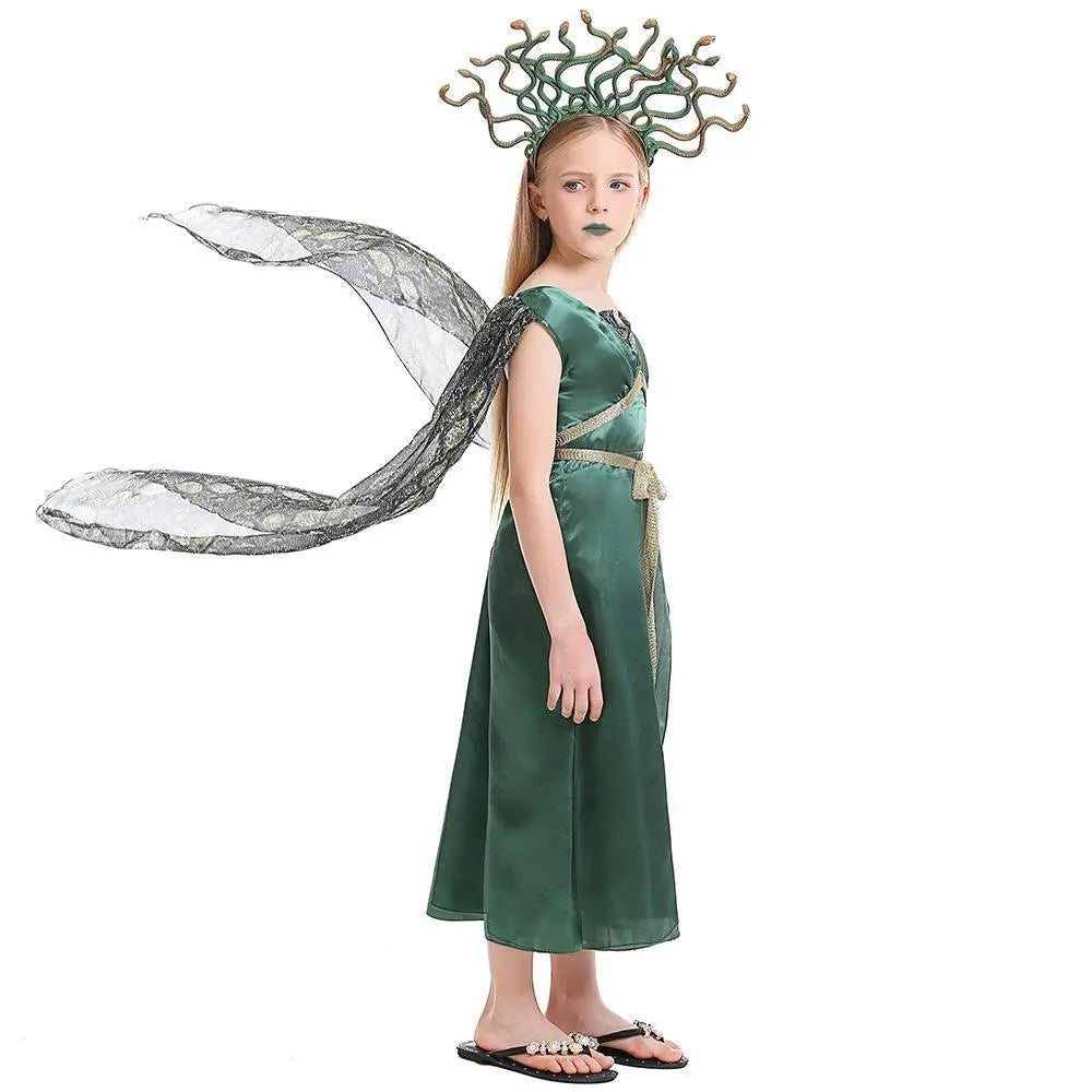 Kids Greek mythology blue Medusa Gorgon cosplay Halloween costume - Pajamasbuy