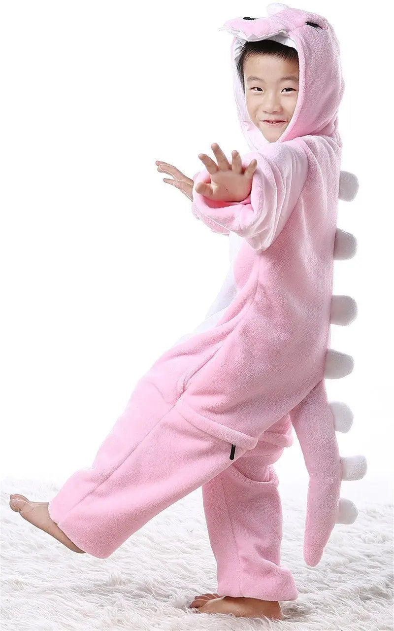 Kids Onesies Pink Dinosaur Animal Pajamas Kigurumi Costume - Pajamasbuy